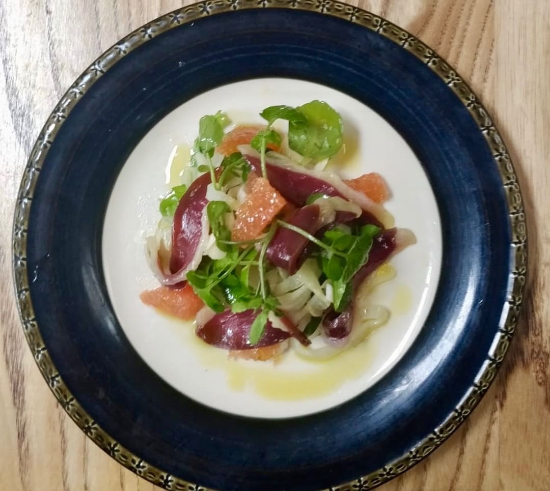 From the best set lunch menu in town comes this delightful starter of home-cured cured duck breast with shaved fennel, grapefruit & watercress. Available at Chapel Row from Wednesday to Saturday.
#corkagebath #bath #restaurant #bestlunchintown
