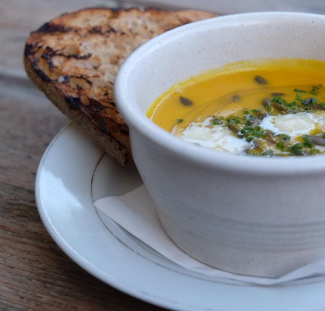 Red Kuri squash soup, gorgonzola, toast. Set menu starter at Chapel Row this week. #autumniscoming