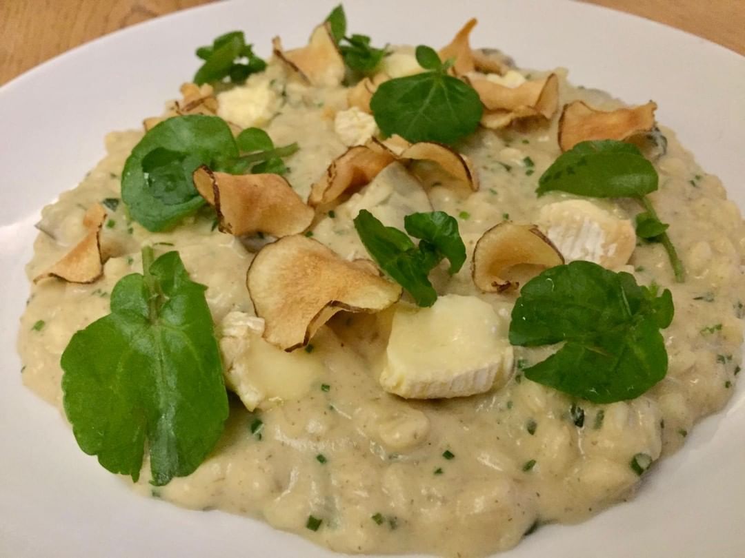 Jerusalem artichoke and miso risotto, Tunworth cheese. One of our deliciously autumnal mains on the set menu this week at Chapel Row.