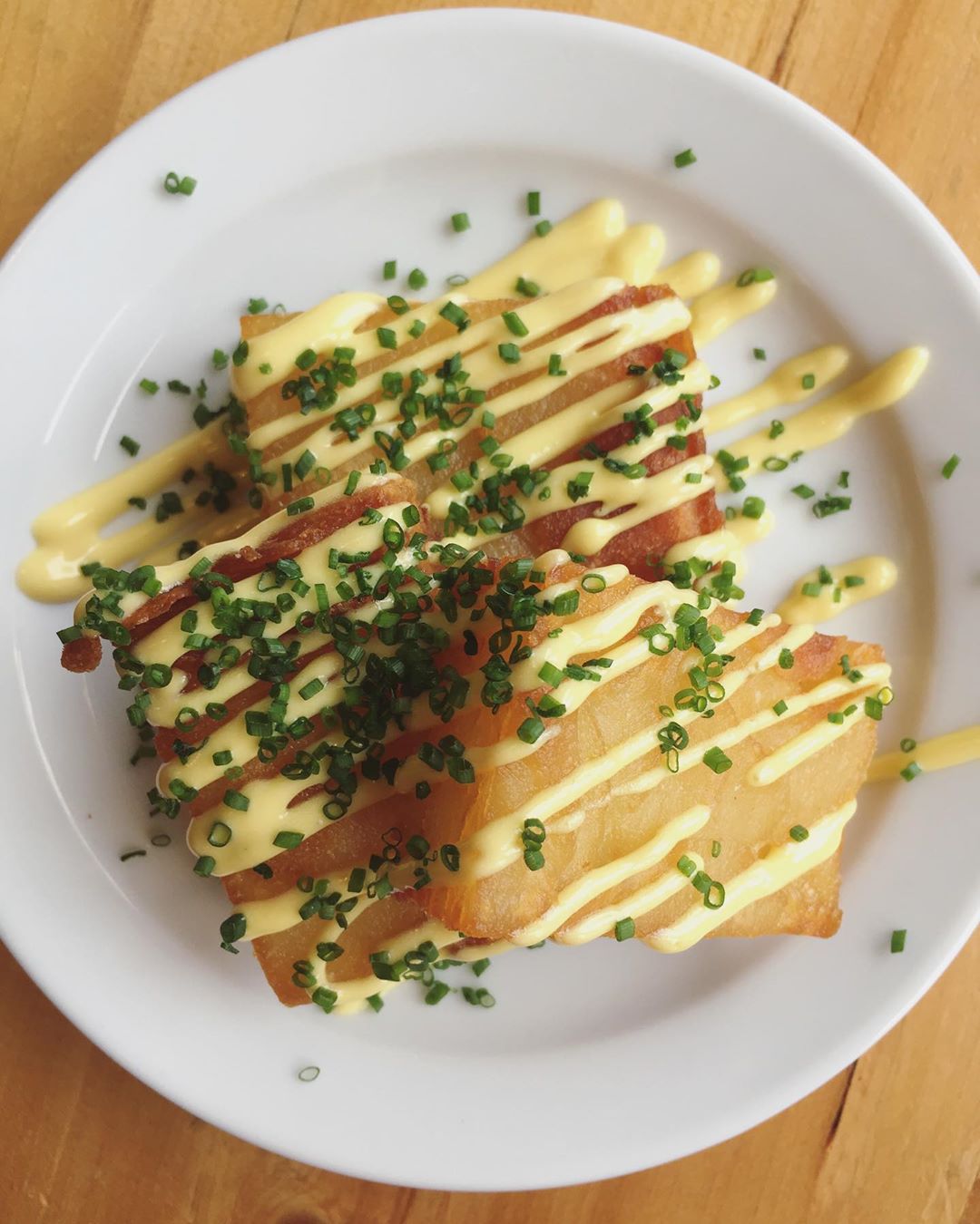 Hitting the menu tonight at Chapel Row – crispy potato cakes with fried garlic and smoked oil mayonnaise. Yes please.